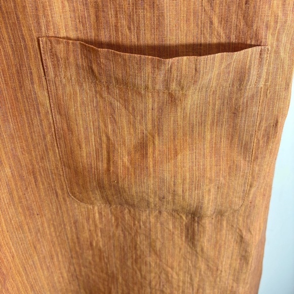 ESKANDAR Sz 1 (vanity) Dress Tunic Mao Collar Patch Pockets 100% Linen Unlined - Picture 5 of 9